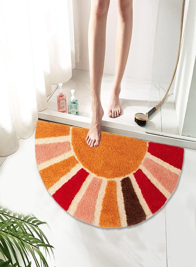 Could Spark Boho Sun Half Circle Rainbow Bath Mat Rug,Sun Bathroom Rug,Rainbow Door Mat,Bath Mat Half Circle Boho,Floor Mat Colorful for Home Bathroom Kitchen - Image 4