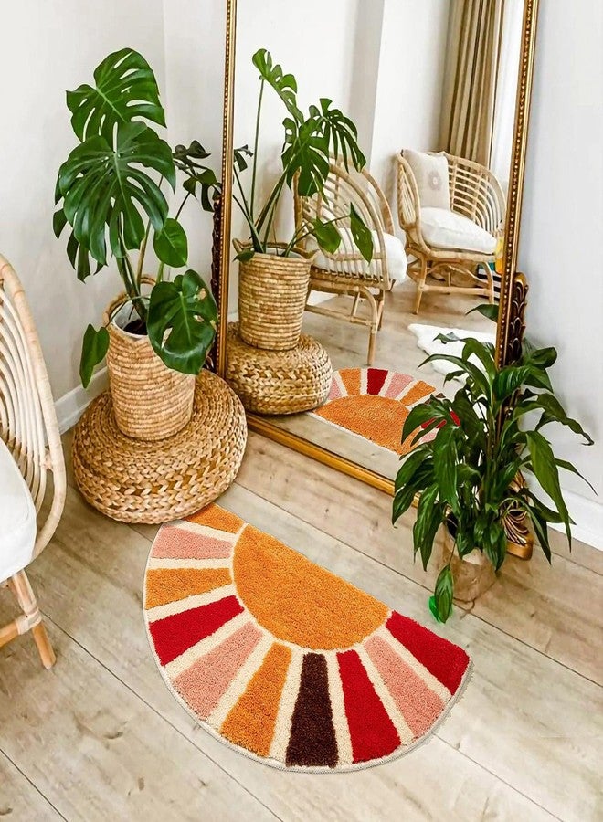 Could Spark Boho Sun Half Circle Rainbow Bath Mat Rug,Sun Bathroom Rug,Rainbow Door Mat,Bath Mat Half Circle Boho,Floor Mat Colorful for Home Bathroom Kitchen - Image 5