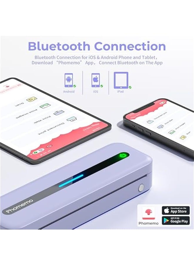 فوميمو M832 Portable Printer, Upgrade Portable Printers Wireless for Travel, Bluetooth Inkless Printer Support 8.5'' x 11'' US Letter, Mobile Thermal Printer Compatible with Phone  Laptop, 300dpi - Image 5