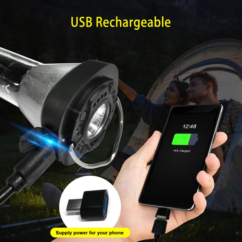 مصباح يدوي قابل لإعادة الشحن عبر USB ومقاوم للماء ومصباح خيمة للتخييم ومصباح عمل مغناطيسي مع قاعدة ثلاثية الأرجل للتخييم الخارجي والحالات الطارئة - Image 2