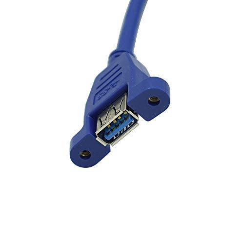 Hxchen 60cm/2ft Super Speed USB 3.0 Type A Male to Female Extension Cable with Panel Mount and Screws Blue - (1 Pc) - Image 2