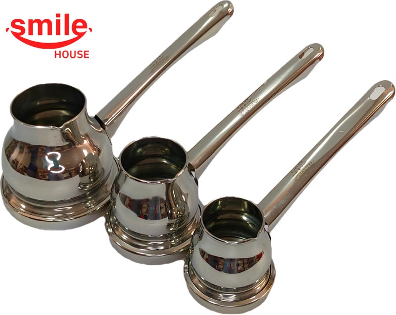 Smile House - Stainless Steel Turkish Coffee Pot - Stainless Steel Handle (Size 4-250ml) - Image 3