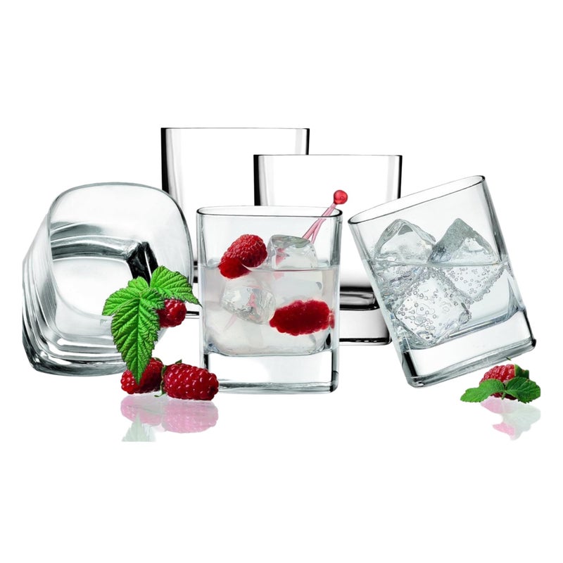Luigi Bormioli Luigi Bormioli Strauss 1175 Oz Double Old Fashioned Glasses  Set of 6 SquareShaped Whiskey Glassware Made in Italy for Cocktails Water Juice Spirits  Dishwasher Safe Drinkware