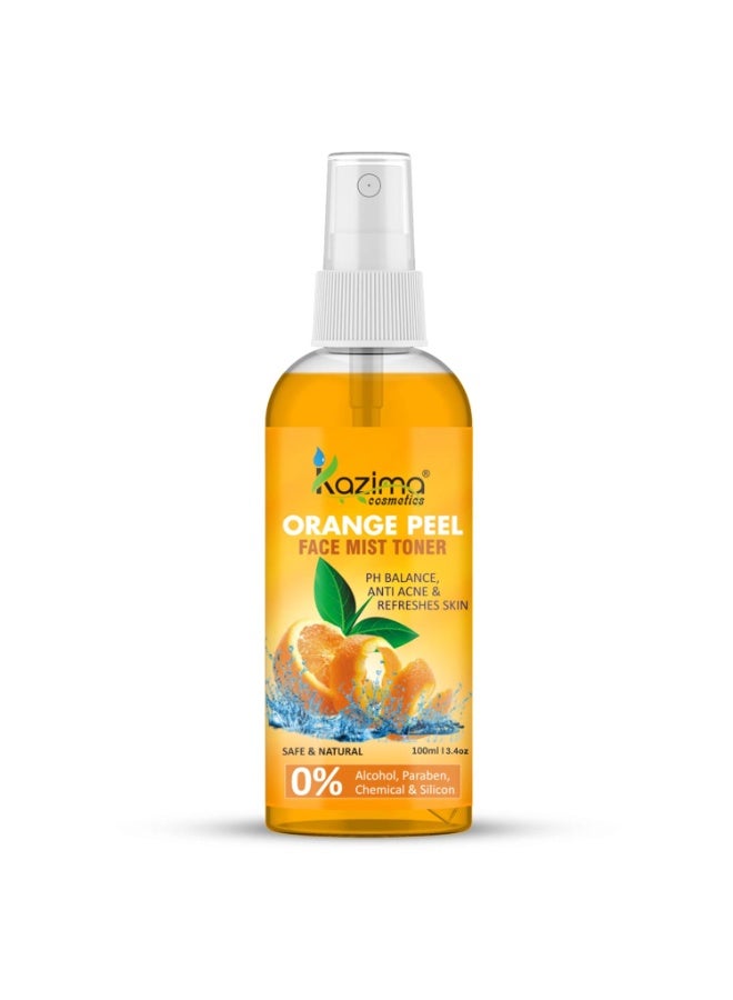 KAZIMA Orange Peel Face Mist Toner for Skin Whitening | Acne free | Refreshing Skin | Glowing Skin, 100 ml - Image 1