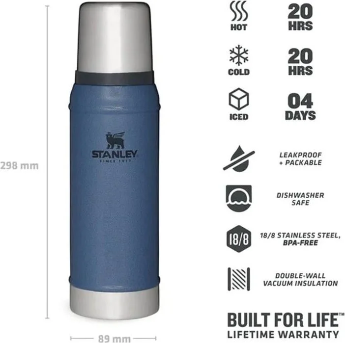 Stanley Classic Vacuum Stainless Steel Thermos 0.75 LT Dark Blue