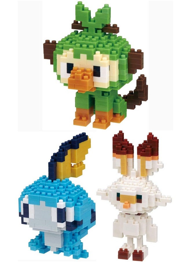 Nanoblock Nanoblock - 3 Set Bundle - Grookey, Scorbunny and Sobble (Sarunori, Hibanny and Messon in Japan) - Adjustable Pokemon Characters (Japan Import)  - Image 1
