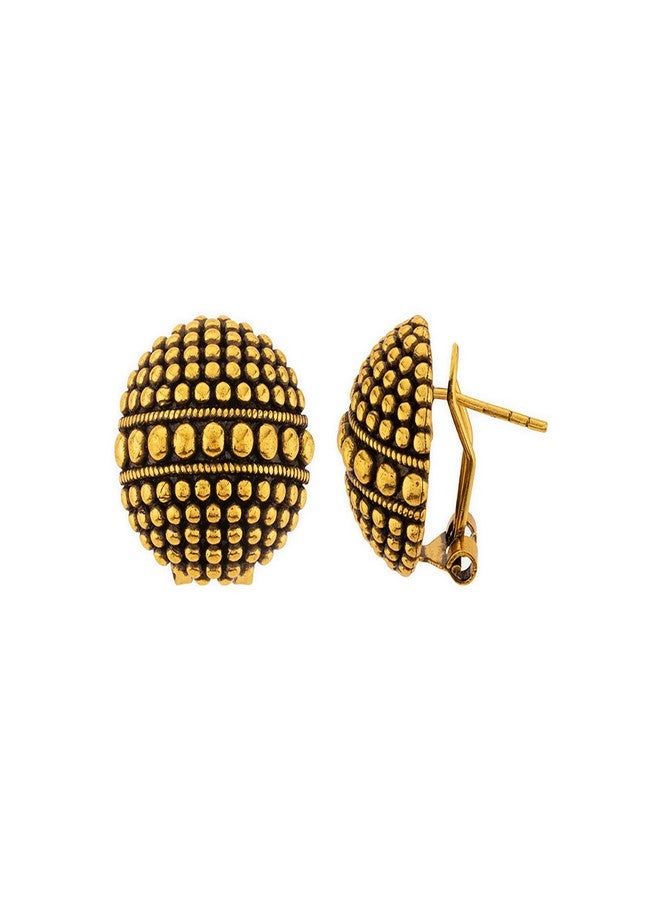 Voylla Rava Ball Oxidized Gold Ball Stud Earrings For Women - Image 3