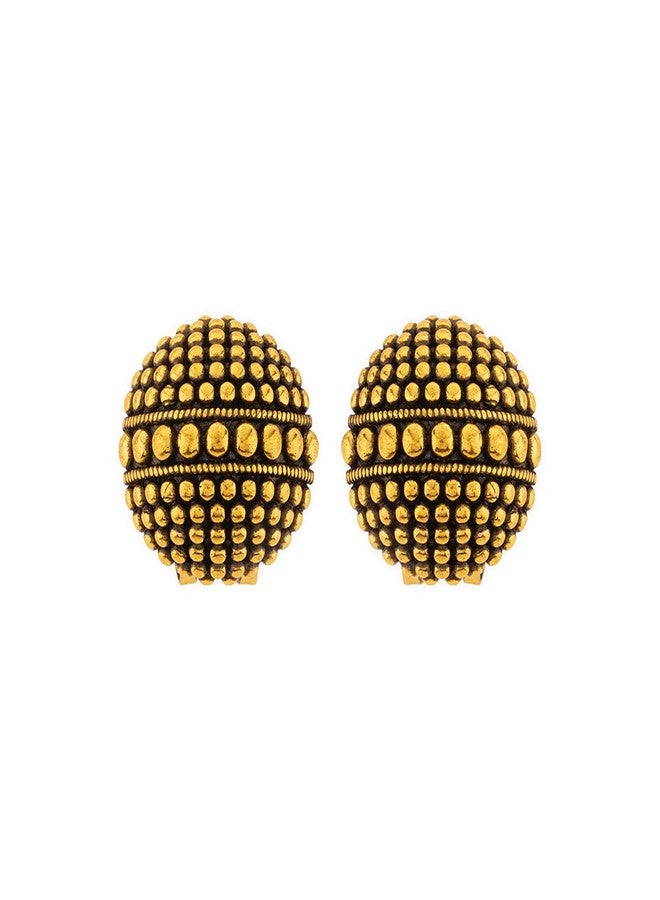 Voylla Rava Ball Oxidized Gold Ball Stud Earrings For Women - Image 2