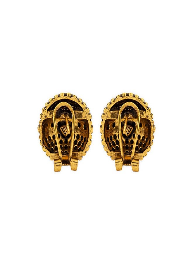 Voylla Rava Ball Oxidized Gold Ball Stud Earrings For Women - Image 4