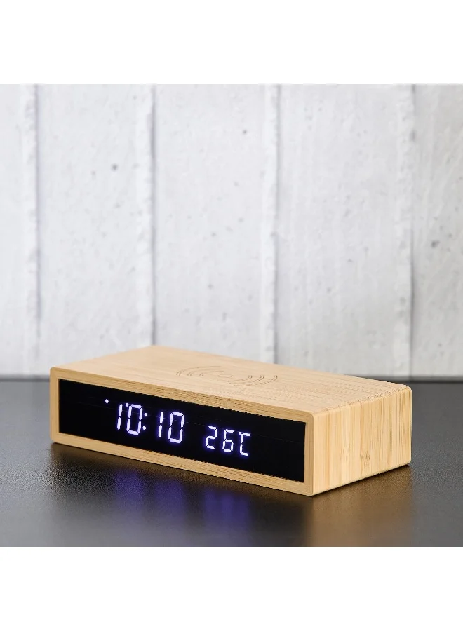 Home Box Saratoga Willa LED Bamboo Clock - 16x7.3x3.5 cm