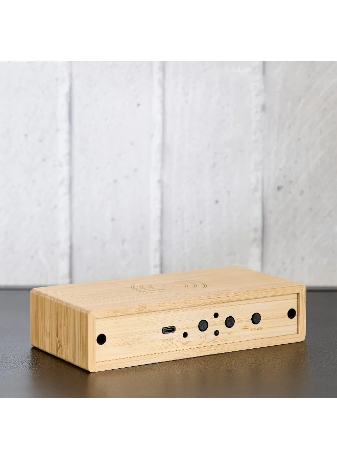Home Box Saratoga Willa LED Bamboo Clock - 16x7.3x3.5 cm