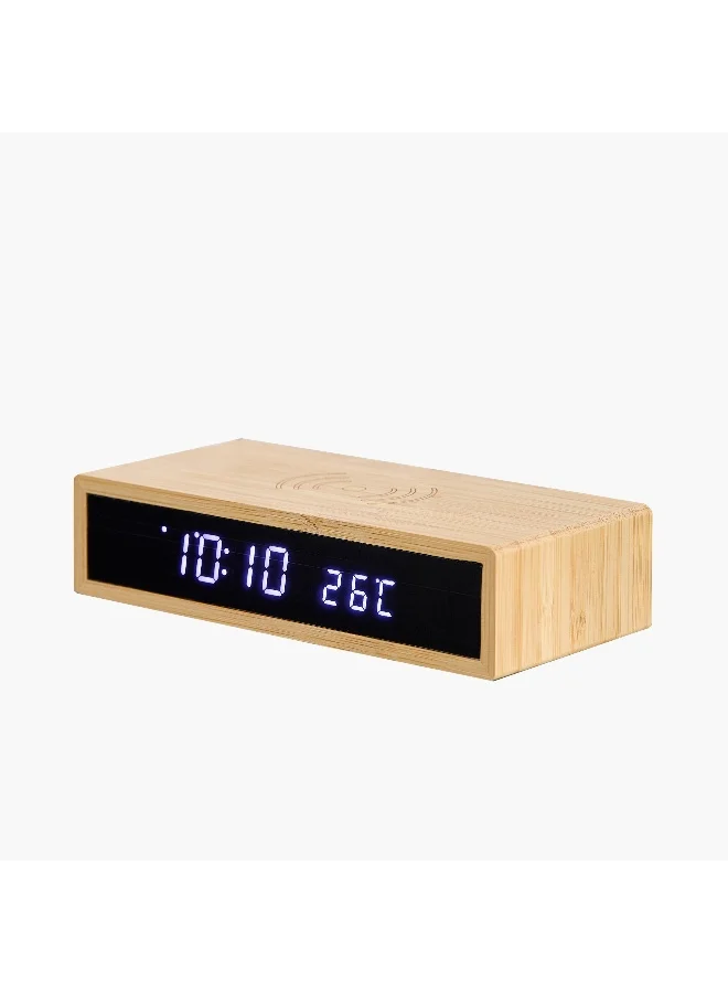 Home Box Saratoga Willa LED Bamboo Clock - 16x7.3x3.5 cm