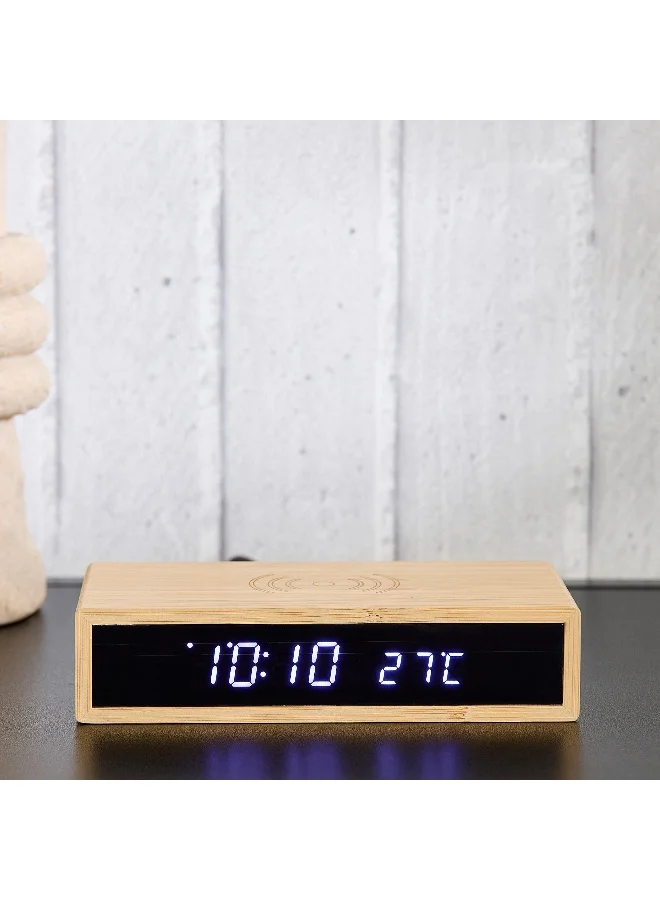 Home Box Saratoga Willa LED Bamboo Clock - 16x7.3x3.5 cm