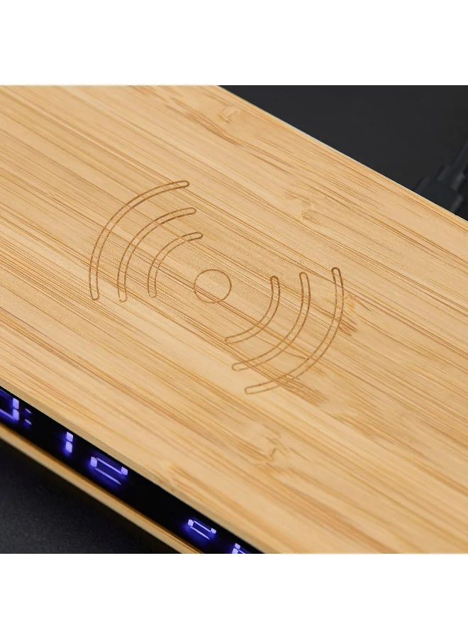 Home Box Saratoga Willa LED Bamboo Clock - 16x7.3x3.5 cm
