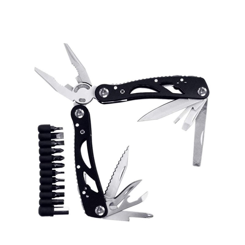 SOLARAE Multitool Pliers Foldable Pliers Tool Stainless Steel Multi-Purpose Outdoor Survival Kits with 11 Screwdriver Bits & Nylon Sheath Ideal Pocket Tool - Image 1