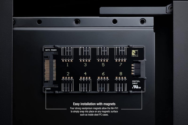 NOCTUA NA-FH1, 8 Channel Fan Hub for Connecting up to 8 12V or 5V Fans, Both 4-Pin and 3-Pin PWM (Black) - Image 5