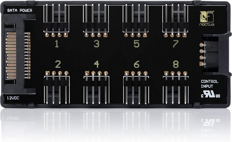 NOCTUA NA-FH1, 8 Channel Fan Hub for Connecting up to 8 12V or 5V Fans, Both 4-Pin and 3-Pin PWM (Black) - Image 1
