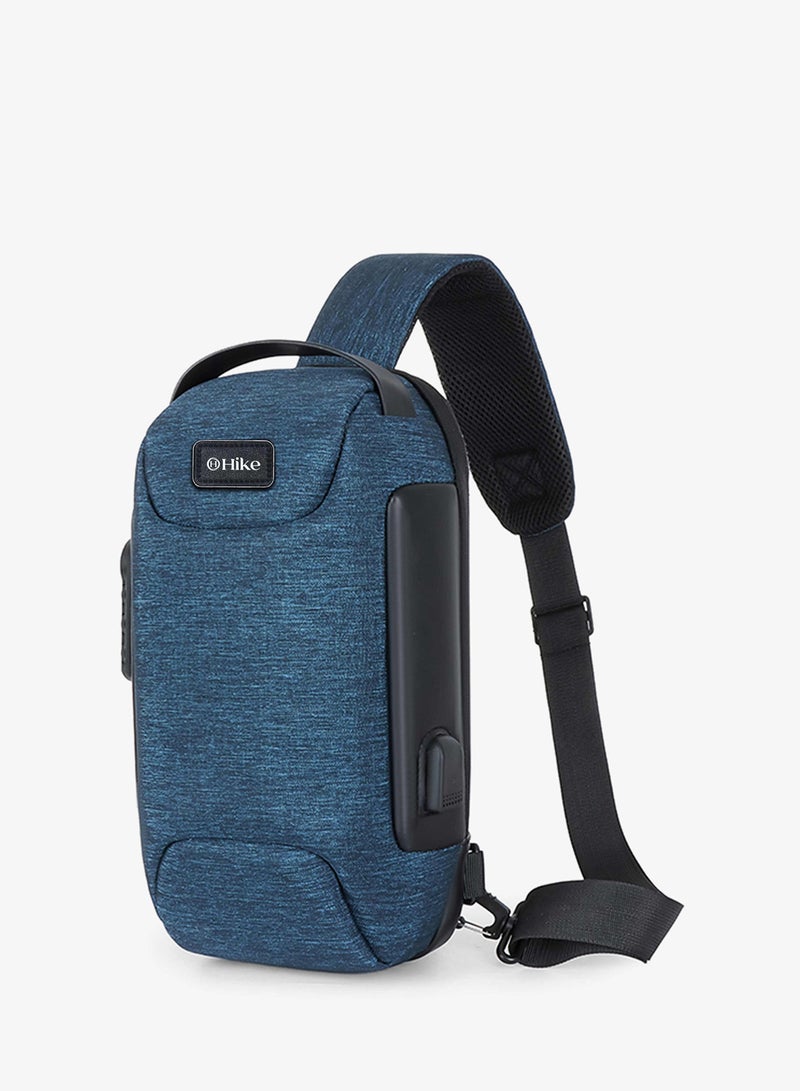 HIKE Unisex Crossbody Bag Water Resistant Anti-Theft Shoulder Bag with Built in USB Port and 3-Digit Combination lock for Business Travel Outdoor Shopping, HKSBYG-Blue - Image 1