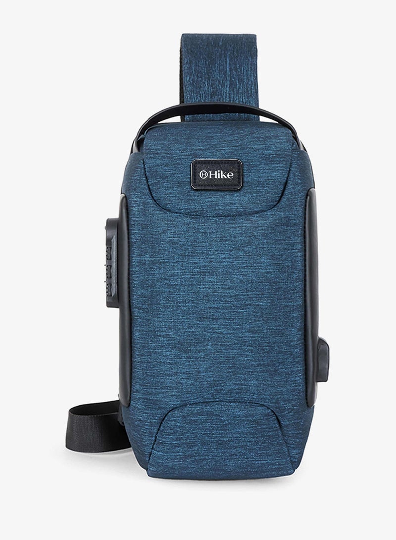 HIKE Unisex Crossbody Bag Water Resistant Anti-Theft Shoulder Bag with Built in USB Port and 3-Digit Combination lock for Business Travel Outdoor Shopping, HKSBYG-Blue - Image 2