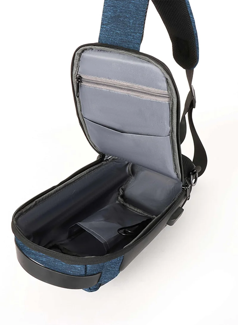 Hike Blue Unisex Crossbody Bag Water Resistant Anti-Theft Shoulder Bag with Built in USB Port and 3-Digit Combination lock for Business Travel Outdoor Shopping, HKSBYG, Blue  | Best Price UAE