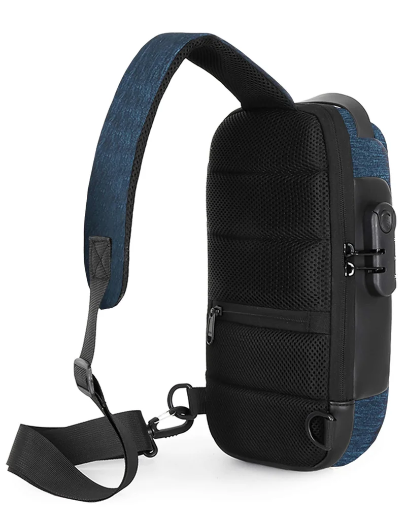 Hike Blue Unisex Crossbody Bag Water Resistant Anti-Theft Shoulder Bag with Built in USB Port and 3-Digit Combination lock for Business Travel Outdoor Shopping, HKSBYG, Blue  | Best Price UAE