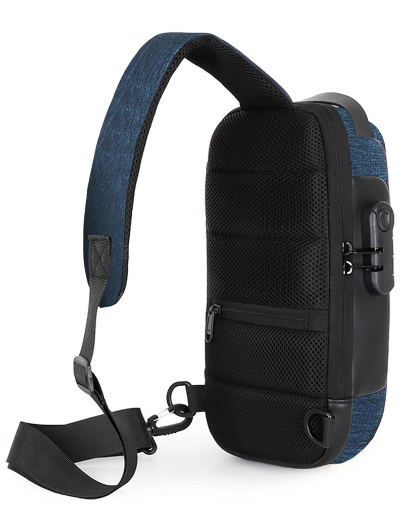 هايك Unisex Crossbody Bag Water Resistant Anti-Theft Shoulder Bag with Built in USB Port and 3-Digit Combination lock for Business Travel Outdoor Shopping, HKSBYG-Blue - Image 4