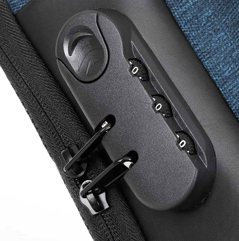 Hike Blue Unisex Crossbody Bag Water Resistant Anti-Theft Shoulder Bag with Built in USB Port and 3-Digit Combination lock for Business Travel Outdoor Shopping, HKSBYG, Blue  | Best Price UAE