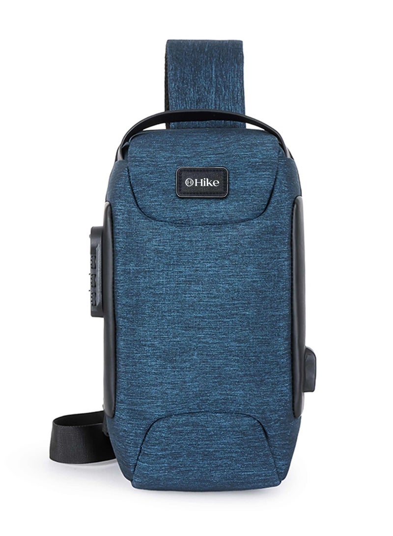 هايك Unisex Crossbody Bag Water Resistant Anti-Theft Shoulder Bag with Built in USB Port and 3-Digit Combination lock for Business Travel Outdoor Shopping, HKSBYG-Blue - Image 3