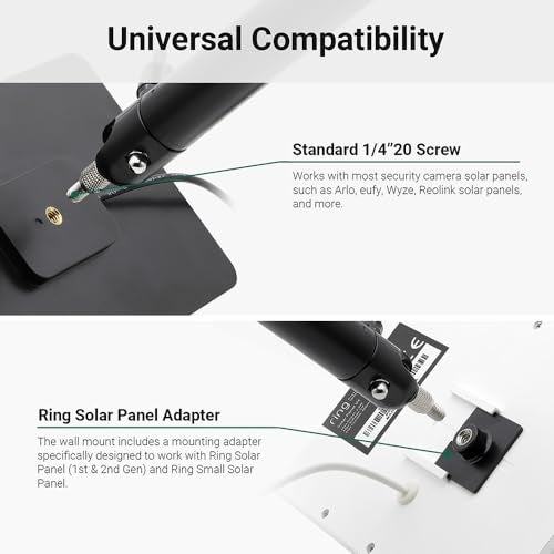 Holicfun Universal Solar Panel Wall Mount for Ring, Eufy, Arlo, Wyze, Reolink Solar Panels and More, Extended Mounting Arm, Multi-Angle Adjustable (White) - Image 4