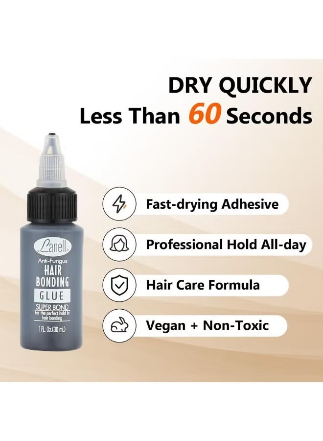 Lanell Anti-Fungus Hair Bonding Glue Super Bond For The Perfect Hold In Hair Bonding, Hair Glue for Quick Weave 1 oz - Professional Hair Bonding Glue for Hair Extensions | Strong Hold, Waterproof & Non-Damaging Formula | Easy Application with Precision Nozzle - Image 3