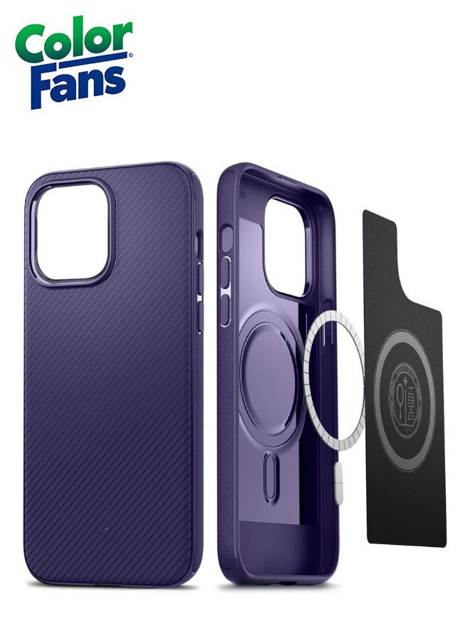 Color Fans Mag Armor MagFit Designed for iPhone 13 Case Military-Grade Protection Compatible with MagSafe - Deep Purple