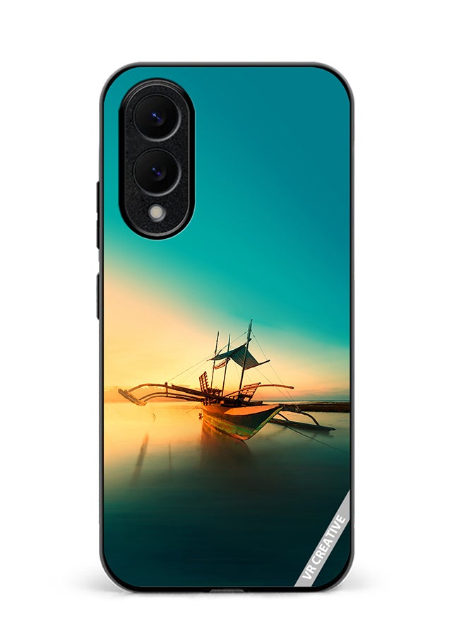 VR CREATIVE Protective Case Cover For Samsung Galaxy S25 Edge Boat On A Water Design Multicolour