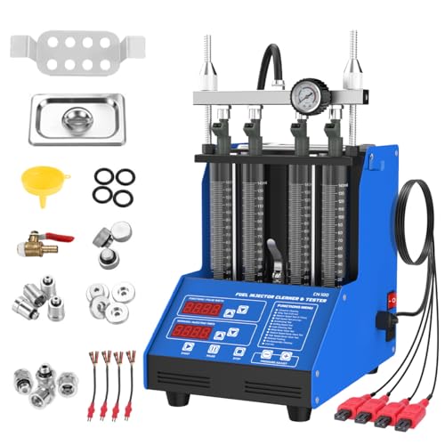 KAISAL Fuel Injector Cleaner Tester Kit Ultrasonic Injector Cleaner Machine 9 Test Modes Fuel Injector Tester Cleaner 4 Cylinder Fuel System Injection Cleaning Tool Kit for 5V & 12V Motorcycle Car Injectors - Image 1
