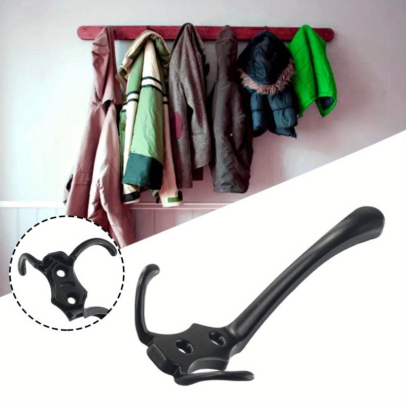 Black 3 Hooks Coat Rack Wall Mounted Hanger for Entryway Bedroom Clothes - Image 3