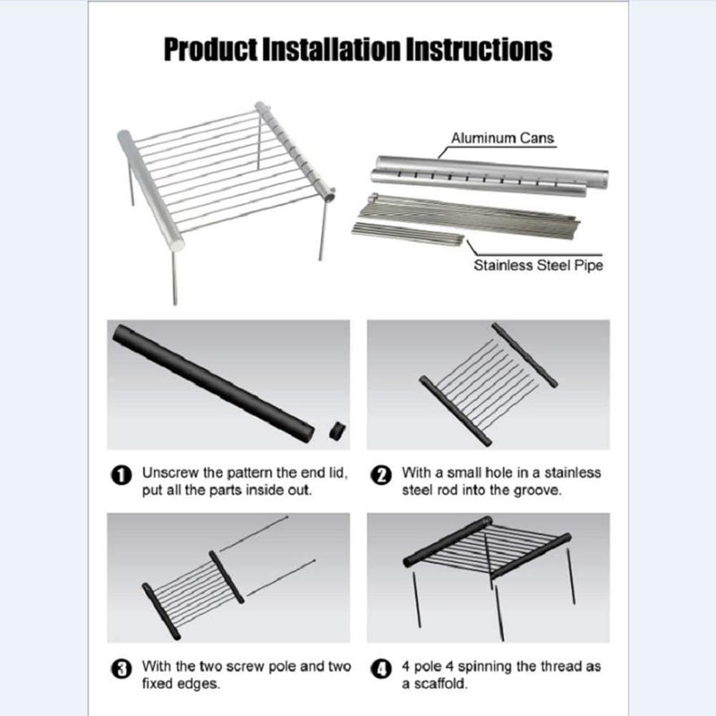 Abhsant Style Folding Portable Outdoor Barbeque Grill Toaster Charcoal BBQ Grill Oven Home and Outdoor Barbecue Grill Carbon Steel Silver - Image 3