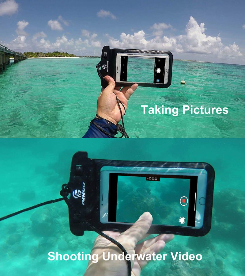 Freegrace Premium Waterproof Pouch Set with Waist/Shoulder Strap - Best Way to Keep Your Phone and Valuables Dry and Safe - Perfect for Boating Swimming Snorkeling Kayaking Beach Water Parks (Black + Case) - Image 4