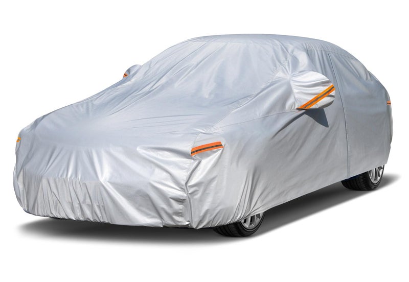 Kayme 6 Layers Car Cover Waterproof All Weather for Automobiles, Outdoor Full Cover Rain Sun UV Protection with Zipper Cotton, Size A2 3XL Universal Fit for Sedan (186-193 inch) - Image 1