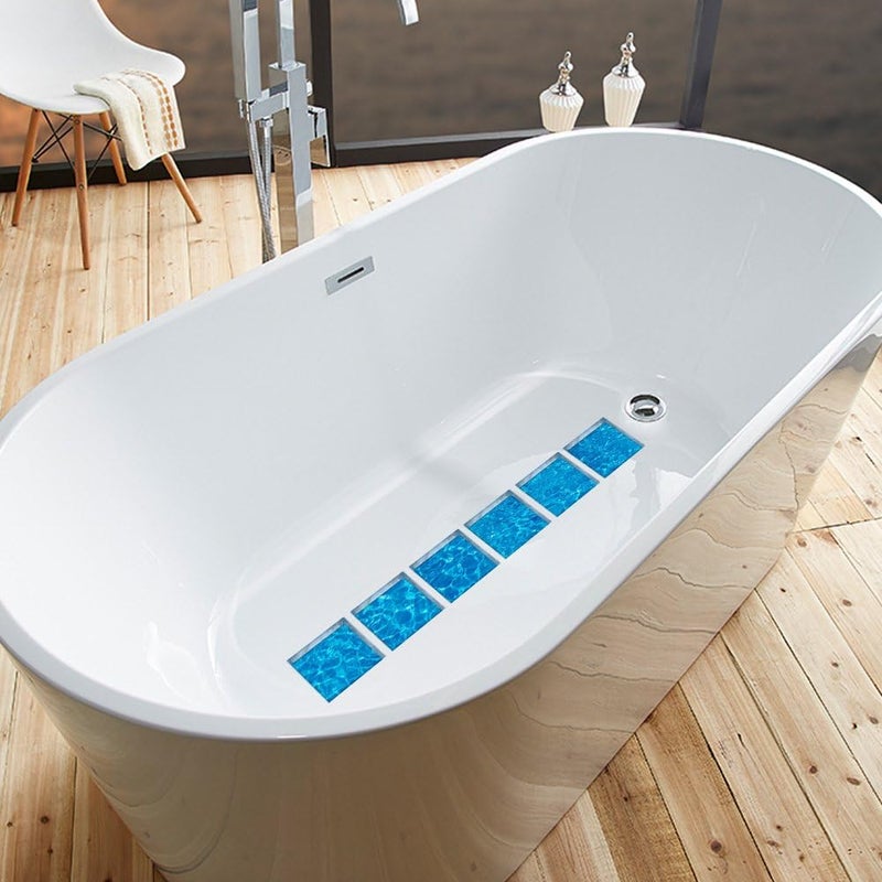 ChezMax 3D Stereoscopic Waves DIY Anti Slip Safety Shower Bath Tub Decal Stickers Bathtub Appliques 6 Pcs 5.9" X 5.9" - Image 4