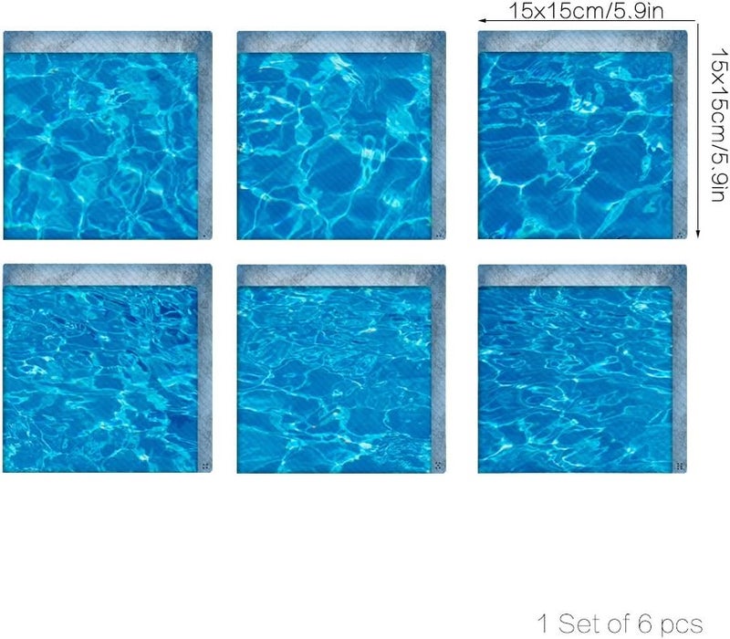 ChezMax 3D Stereoscopic Waves DIY Anti Slip Safety Shower Bath Tub Decal Stickers Bathtub Appliques 6 Pcs 5.9" X 5.9" - Image 3