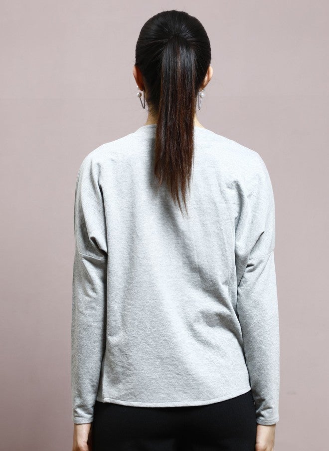 Athena Grey Cotton Open Front Shrug for Women - Image 4