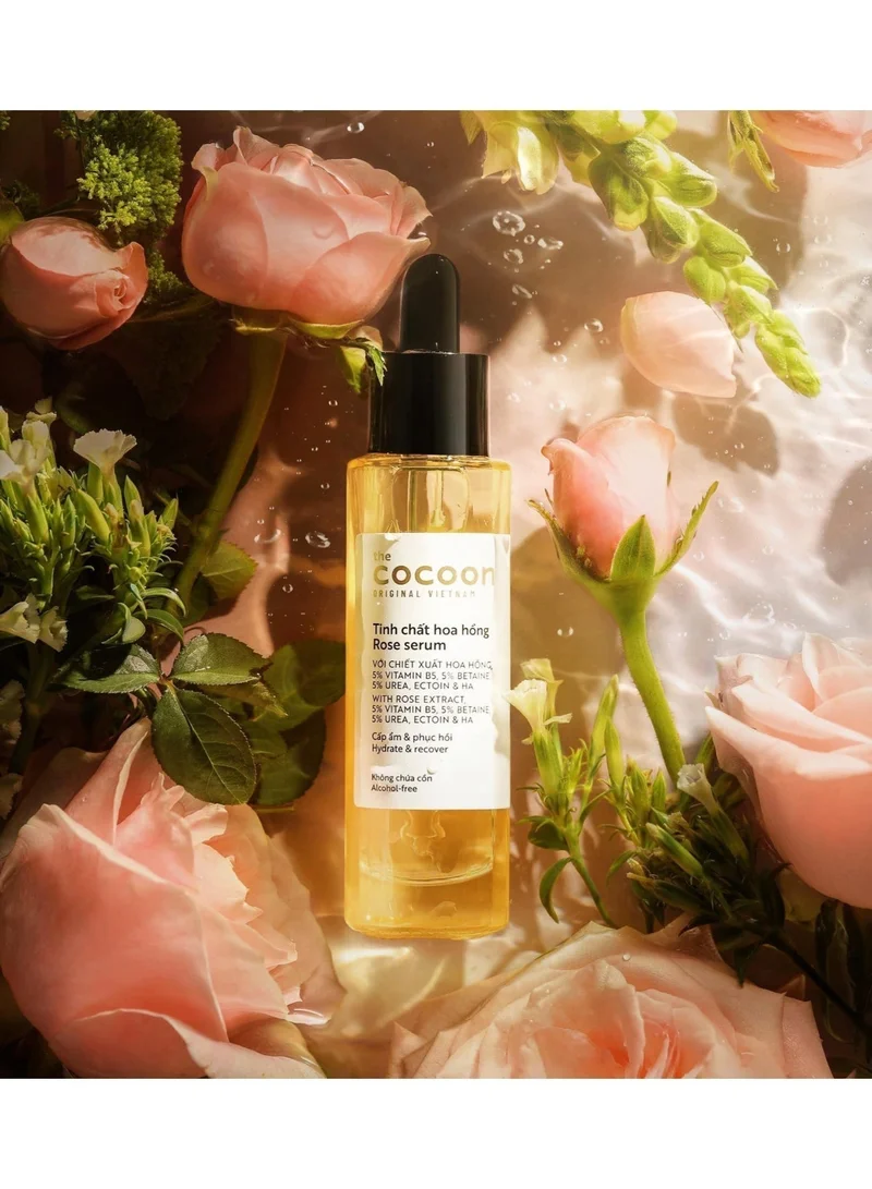 The Cocoon Original Vietnam  The Cocoon Original Vietnam Rose Serum, Hydrating Face Serum with 5% Vitamin B5, 5% Betaine & Hyaluronic Acid, Alcohol-Free Skin Recovery Treatment, Intensive Moisture for Dry Sensitive Skin  | Best Price UAE