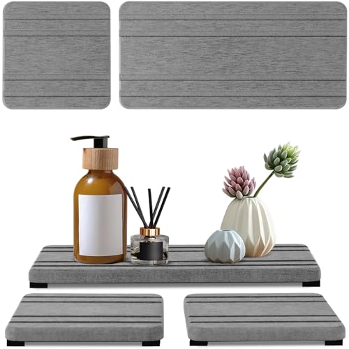Lyxel 3PCS Water Absorbing Stone Tray, DryingNeat Diatomite Stone Sink Tray, Instant Dry Sink Coasters, Kitchen Sponge Hand Soap Holder, Countertop Fast Drying Counter Trays,8 * 4inch and 4 * 4inch - Image 1