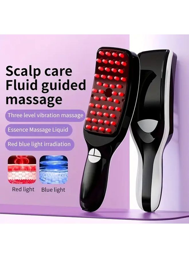 Black Electric Massage Comb USB Rechargeable Red Blue Light Scalp Massage - Image 5