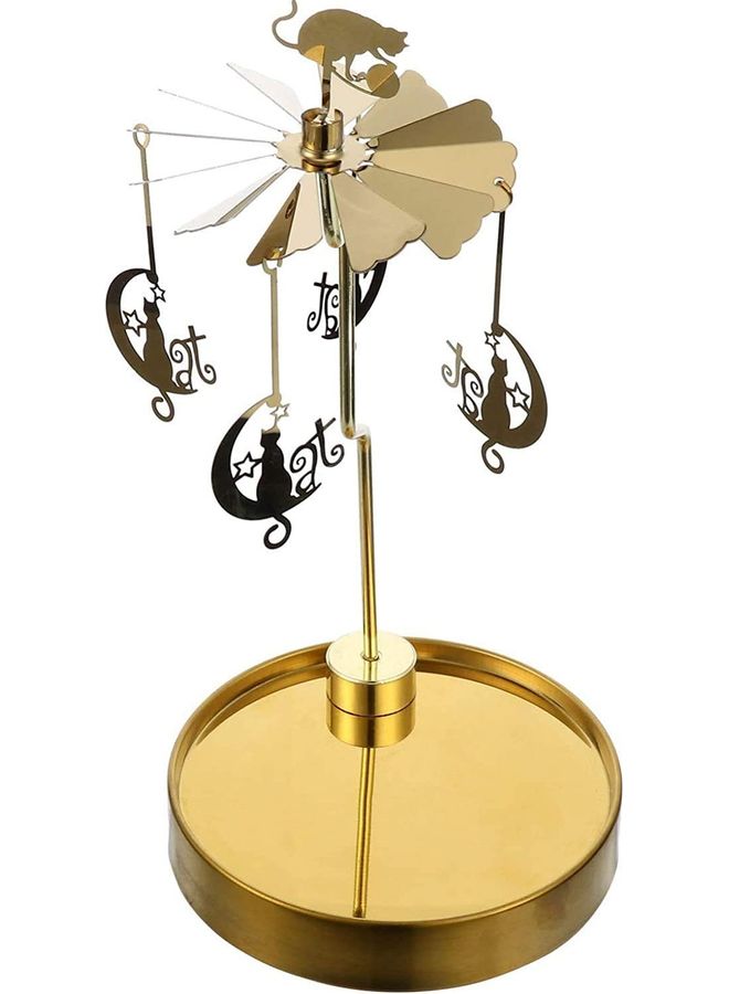 Loquat Metal Spinning Candle Holder Gold 21x10.5cm  - Image 1