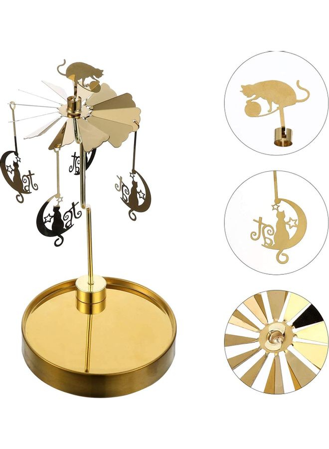 Loquat Metal Spinning Candle Holder Gold 21x10.5cm  - Image 2