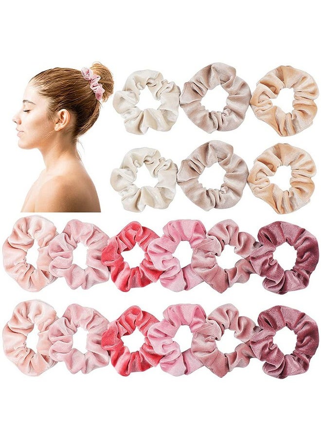 Heqishun 18 Pcs Blush Theme Hair Scrunchies Velvet Elastic Hair Bands Pink Love Scrunchy Hair Ties Hair Bobbles for Women and Girls  - Image 1