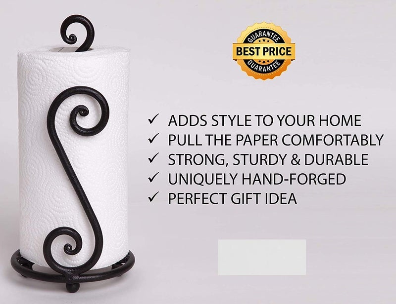 Craftland Wrought Iron S Shape Tissue PaperTowelRollNapkin HolderDispenser for Kitchen Bathroom and Dining Table Black - Image 4