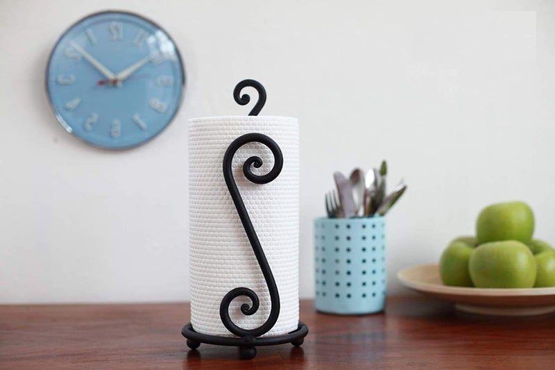 Craftland Wrought Iron S Shape Tissue PaperTowelRollNapkin HolderDispenser for Kitchen Bathroom and Dining Table Black - Image 2