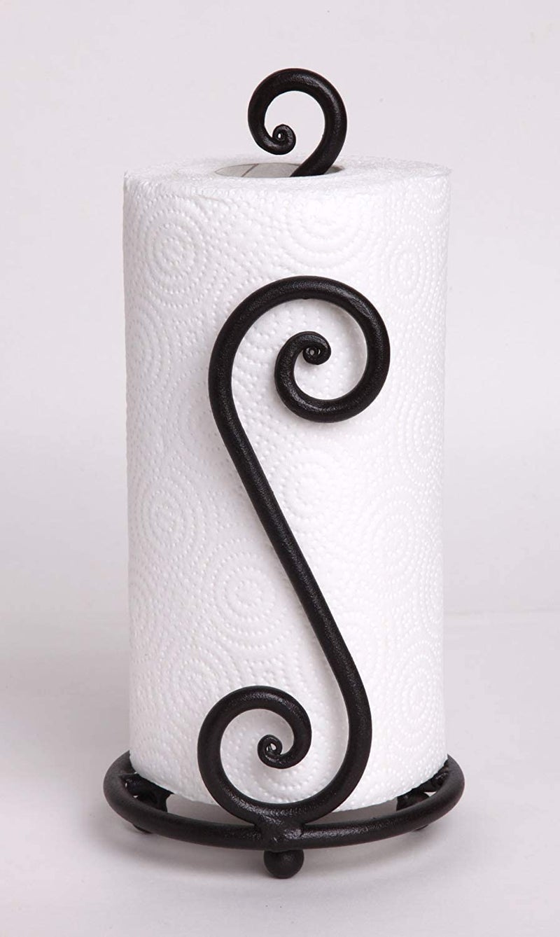 Craftland Wrought Iron S Shape Tissue PaperTowelRollNapkin HolderDispenser for Kitchen Bathroom and Dining Table Black - Image 5
