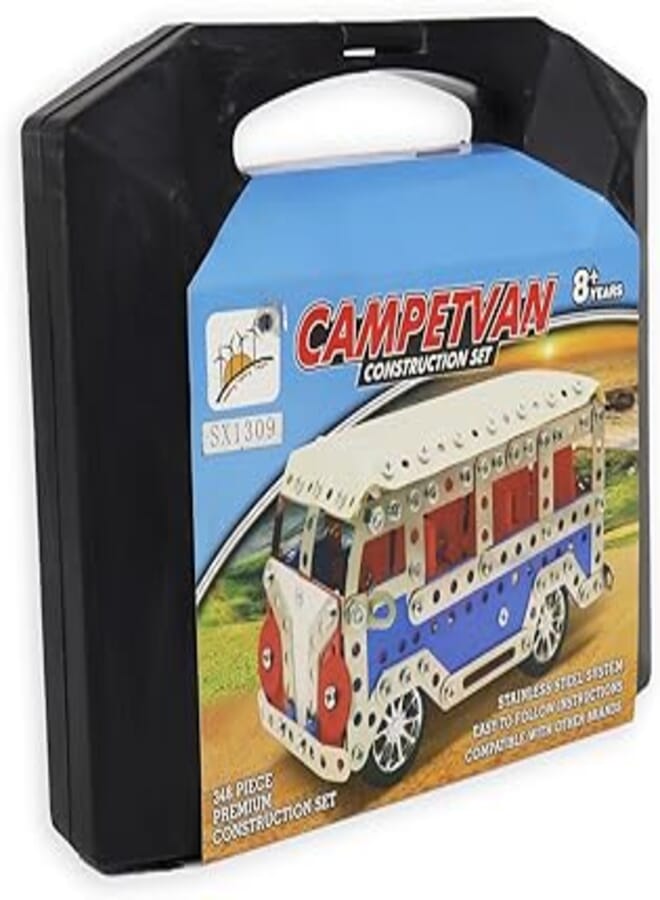 OR Campetvan construction set for kids, 348 pieces - orange and blue 
